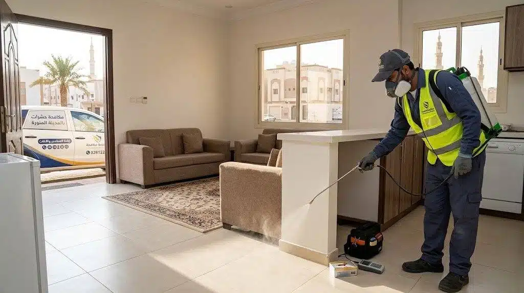 فحص قاعدة النخلة والتربة المحيطة بحثًا عن النمل الأبيض في مزارع المدينة المنورة